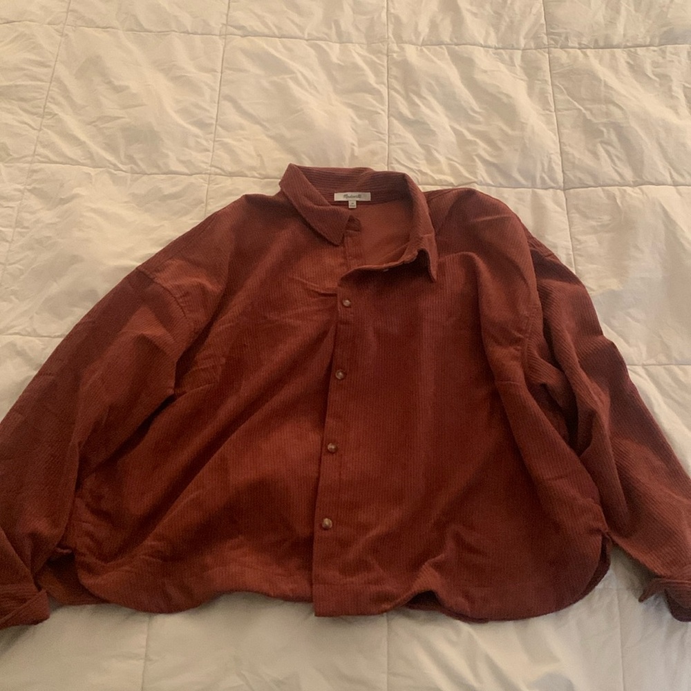 Madewell Terracotta Corduroy Button Down Shirt